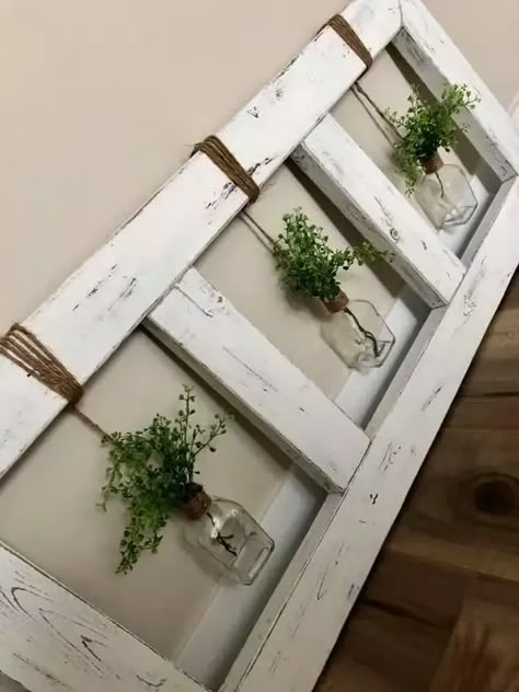 40+ Awesome DIY Home Decor Ideas on a Budget - Dengarden Diy Window Frame Decor, Rustic Candle Holders Diy, Old Window Decor, Vstupná Hala, Window Frame Decor, Diy Rustic Home Decor, Old Ladder, Window Crafts, Window Projects