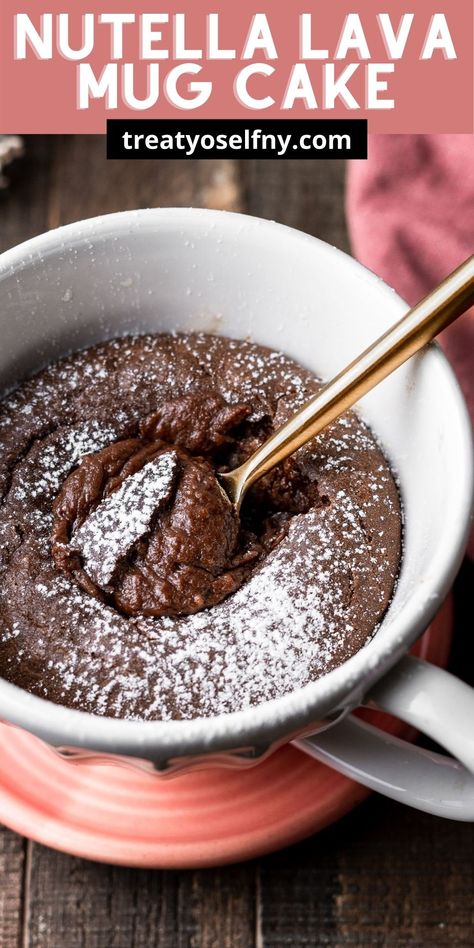 Lava Cake Recipe Eggless, Nutella Lava Mug Cake, Molten Lava Mug Cake, Lava Mug Cake, Mug Lava Cake, Nutella Lava Cake, Nutella Ingredients, Nutella Mug Cake, Cake Oven