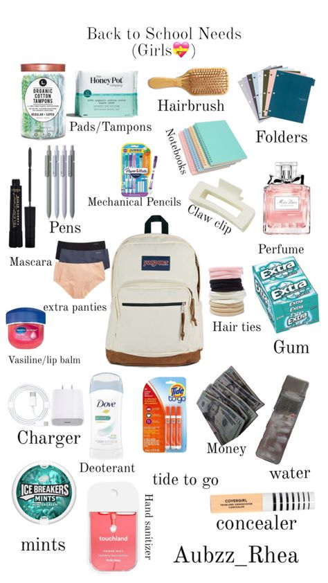 Needs For School, High School Essentials, Middle School Essentials, School Emergency Kit, School Backpack Essentials, Preppy School Supplies, School Routine For Teens, Everyday Bag Essentials, Pretty School Supplies