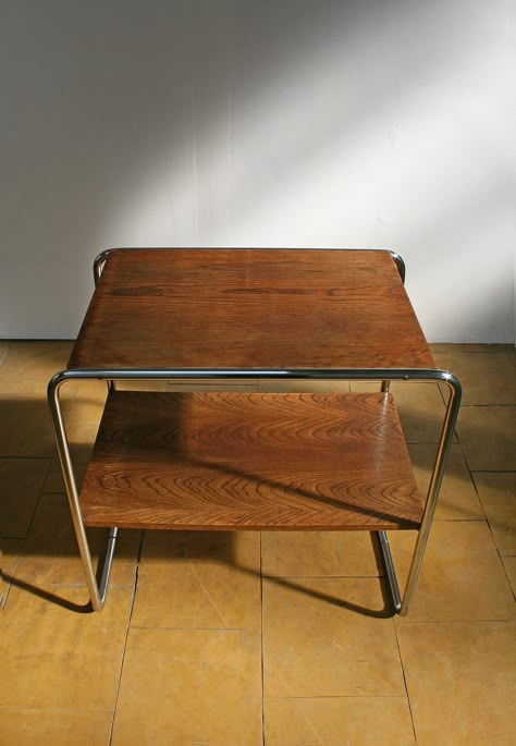 Vintage Marcel Breuer for Thonet B12 Bauhaus Console Side - Etsy Bauhaus Apartment Interior, Bauhaus Bedroom, Bauhaus Coffee Table, House Decor Retro, Vintage Decor Living Room, Bauhaus Decor, Apt Decorating Ideas, Bauhaus Table, Side Table Wooden