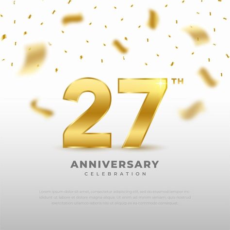 27th Anniversary, Work Anniversary, Anniversary Celebration, Gold Glitter, Premium Vector, Graphic Resources, White Background, Glitter, Celebrities