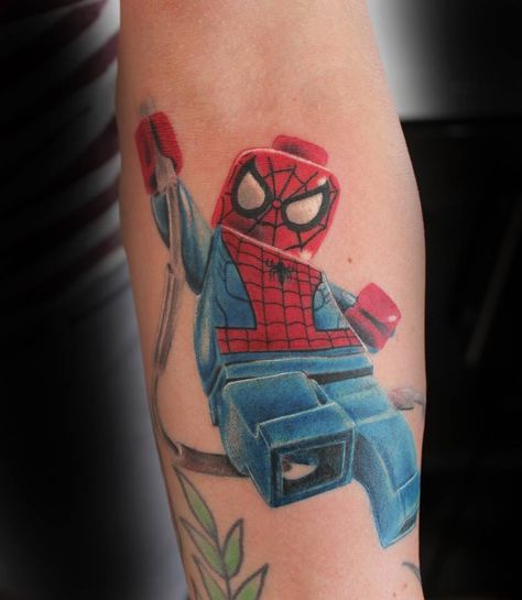 #tattoo #lego #spiderman #art Lego Tattoo Ideas, Lego Tattoo, Superman Tattoos, Pop Culture Tattoos, First Tattoo Ideas, Spiderman Tattoo, Lego Spiderman, Culture Tattoos, Kid Ink