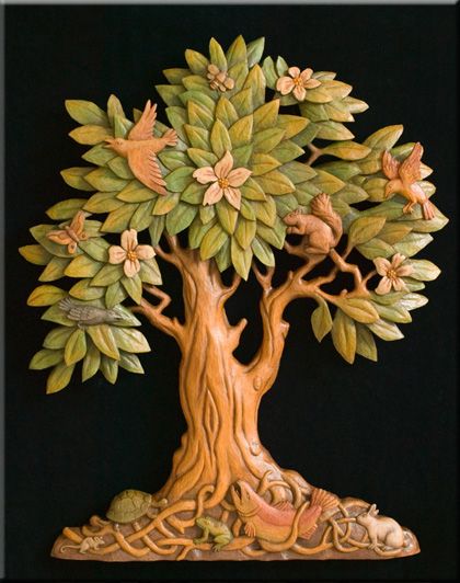 Eppure sono convinto che riuscirei a farlo! "Tree of Life" Woodcarving by Stanley Rill Intarsia Wood Patterns, Intarsia Woodworking, Wood Spirit, Deco Nature, Sculptures Céramiques, Clay Wall Art, Tree Carving, Art Carved, Online Job