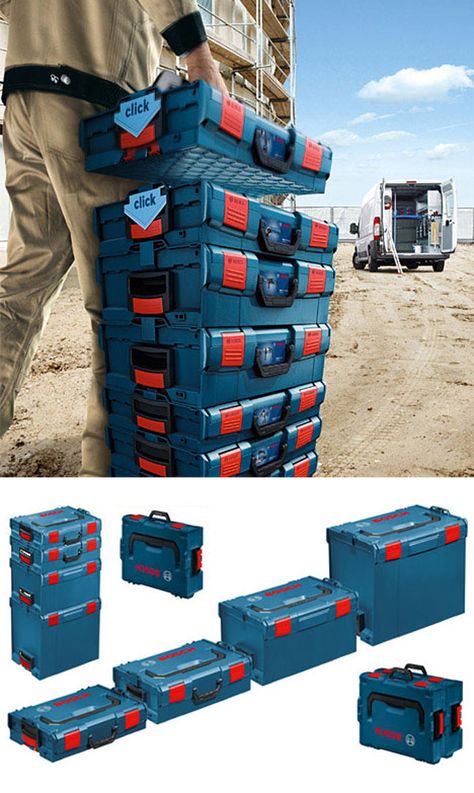 Bosch : Modular Portable Tool Storage System Small Parts Organizer, Plastic Tool Box, Stackable Storage Boxes, Bosch Tools, Tool Boxes, Plastic Organizer, Modular Storage, Plastic Drawers, Plumbing Tools