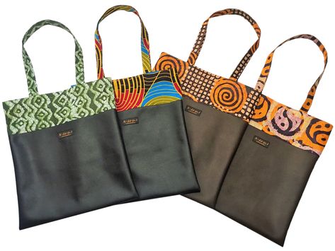 Shopping Bag Design Fabric, African Bags Handmade, African Print Bags, Ankara Tote Bag, Diy Tote Bag Design, Ankara Bags, African Bag, Faux Leather Bag, Denim Bag