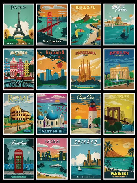 Travel Stickers Printable, Images For Wallpaper, Travel Wallpapers, Books Stickers, Vintage Postcards Travel, Postage Stamp Design, 달력 디자인, Travel Collage, طابع بريدي