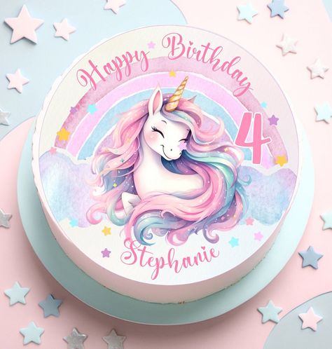 Cake With Unicorn Topper, Printable Cake Topper, Unicorn Topper, Unicorn Birthday Cake, Unicorn Printables, Unicorn Cake Topper, Cake Printing, Unicorn Invitations, Cupcake Toppers Printable