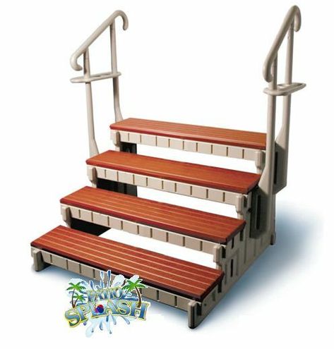 Step Hot Tub Step Swim Spa Steps W/Handrails Towel Rails Easy Entry Swim Spa Stairs, Swim Spa Steps, Exterior Steps, Spa Steps, Master Patio, Small Hot Tub, Hot Tub Steps, Tub Accessories, Spa Stuff