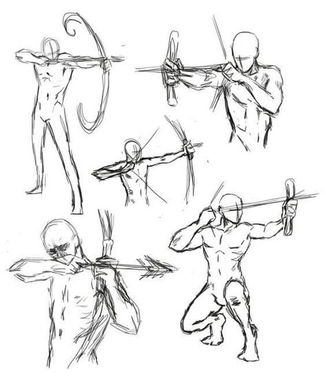 Archery Poses, Bow Pose, Anatomy Drawing, Poses References, Figure Drawing Reference, Body Drawing, Action Poses, Art Poses, Character Design References