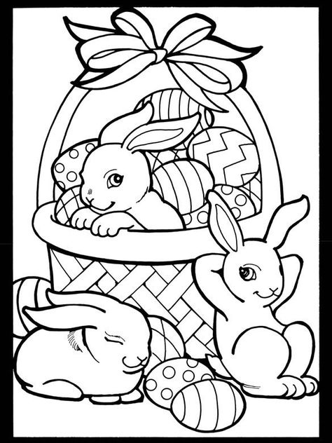 Freebie: Easter Rabbits and Basket – Stamping Easter Coloring Pictures, Free Easter Coloring Pages, Easter Coloring Sheets, Egg Coloring Page, Easter Egg Coloring Pages, Easter Bunny Colouring, Easter Drawings, Pysanky Eggs, Bunny Coloring Pages