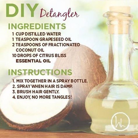 Diy Detangler, Natural Hair Detangler, Diy Hair Detangler, Pool Hair, Diy Essential Oil Recipes, Best Natural Hair Products, Diy Essentials, Detangler Spray, Essential Oils For Hair