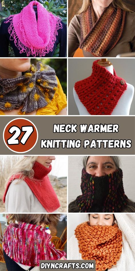 27 Neck Warmer Knitting Patterns Easy Crochet Neck Warmer, Knit Cowl Pattern Free Neck Warmer, Neck Warmer Knitting Pattern Free, Neck Warmer Pattern Sewing, Knitted Neck Warmer Free Pattern, Neck Warmer Knitting Pattern, Knitted Neck Warmer, Infinity Scarf Knitting Pattern, Knit Neck Warmer