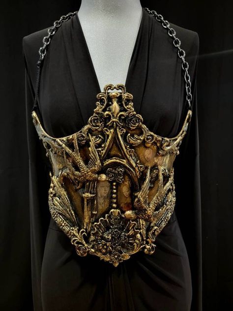 Handmade with love in Canada 🇨🇦 Scarlettjames.com  #lacorneille  One of a kind Corset Armor, Baroque Corset, Bg3 Character, Fae Fashion, Armor Fashion, Celtic Wedding Dress, Custom Corset, Flowy Shirts, Pink Cocktail Dress