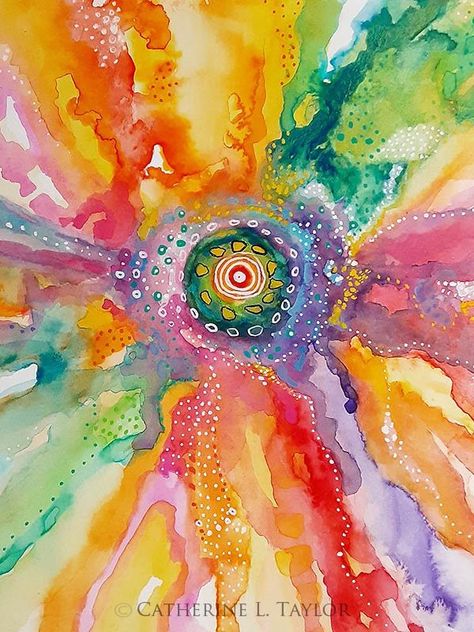 Spiritual Circle Art, Chakra Watercolor Art, Spiritual Chakra Art, Mindful Art Watercolor, Mindfulness Watercolor, Synaesthesia Art, Watercolor Art Spiritual, Art Meditation, Healing Colors