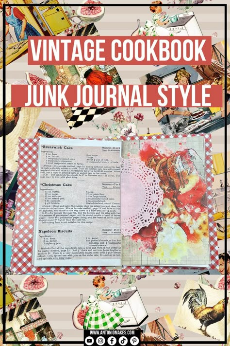 Cookbook Junk Journal, Journal Recipes, Scrapbook Recipe Book, Recipe Book Covers, Homemade Recipe Books, Diy Cookbook, Recipe Book Diy, Handmade Journals Diy, Altered Book Journal