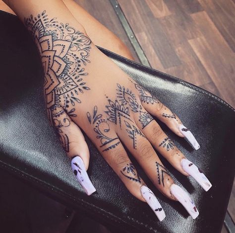 Mandala Thumb Tattoos Women, Permanent Henna Tattoo Hands, Mandala Tattoo Design Women Hand, Spiritual Hand Tattoos For Women, Women’s Hand Tattoos, Ladies Hand Tattoos, Delicate Hand Tattoos For Women, Hand Tattoos Henna, Mandala Tattoo Hand