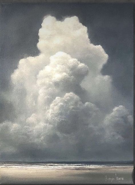 Sea And Clouds Painting, Storm Clouds Painting, Watercolor Clouds, Cloud Art, Sky Painting, Cloud Painting, Nature Art Painting, Sky Art, Pictures To Paint