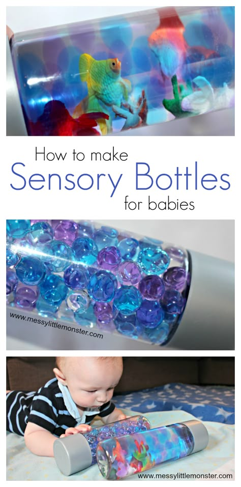 4 Month Baby Activities, Sensory Bottles For Babies, 6 Month Baby Activities, Ocean In A Bottle, 5 Month Baby, Calm Down Bottle, 4 Month Baby, Sensory Bags, Baby Sensory Play