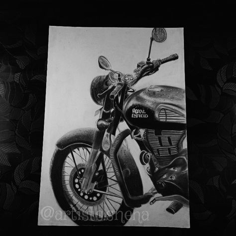 Royal Enfield Drawing, Royal Enfield Bike, Enfield Bike, Stylish Bike, Bike Art, Royal Enfield, Art Inspiration Painting, Art Sketchbook, Sketch Book