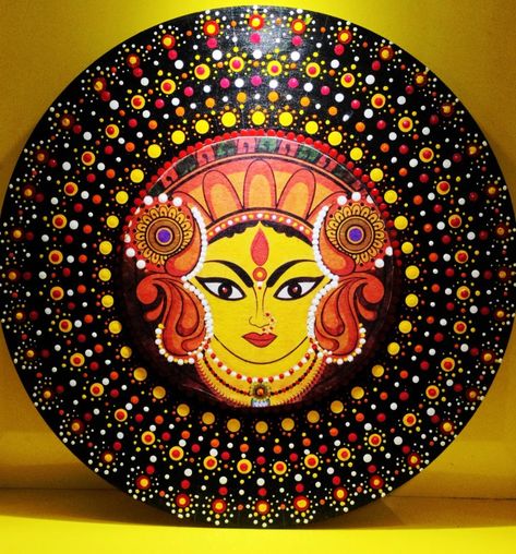 Durga Maa devi Lippan Art Durga Maa, Ma Durga Mandala Art, Durga Mandala Art, Plywood Painting, Durga Art, Maa Paintings, Mdf Earrings, Lippon Art, Durga Ma