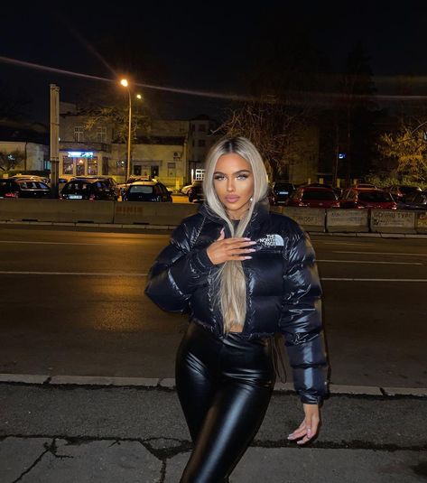 All Posts • Instagram Puffer Jacket Outfit Baddie, Cropped North Face Jacket, Shiny Puffer Jacket Outfit, Hot Leather Jacket, Short Skirts Outfits, Puffer Jacket Outfit, The North Face Puffer, Super Puff, Leather Puffer Jacket