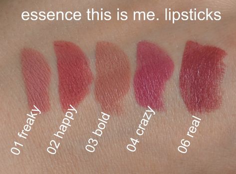 Essence Lipstick, Best Affordable Makeup, Drugstore Lips, Color Lipstick, Essence Cosmetics, Lipstick Collection, Lipstick Swatches, Affordable Makeup, Beauty Lipstick