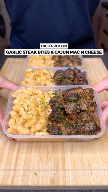 Cajun Mac N Cheese, Meal Prep Macros, Cajun Seasoning Mix, Garlic Butter Steak Bites, Butter Steak Bites, Butter Steak, High Protein Meal Prep, Healthy High Protein Meals, Healthy Lunch Meal Prep