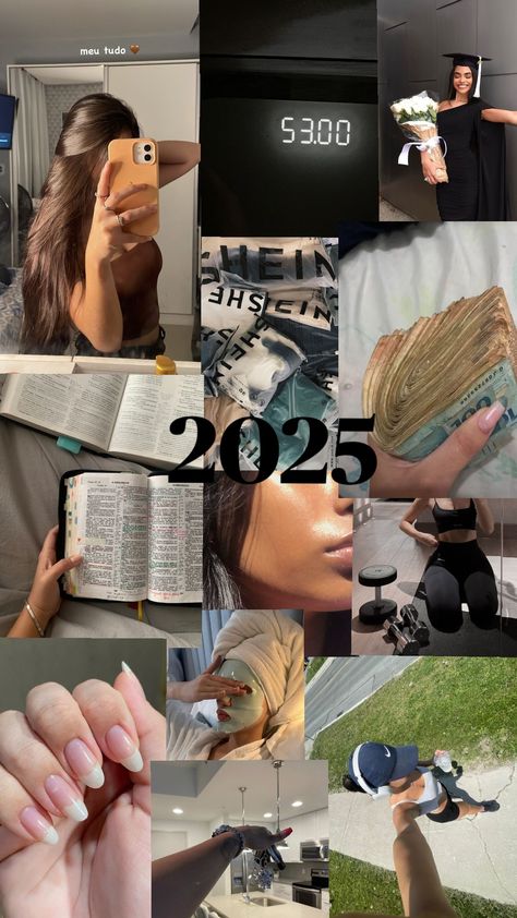 Vision Board Completed, Vision Board Inspo Collage, Vision Board Wallpaper 2025, Cool Vibes Aesthetic, Vision Board Ideas Aesthetic 2025, Ideal Life Aesthetic, Vision Board 2025 Ideas, Creative Vision Boards, Vision Board Themes