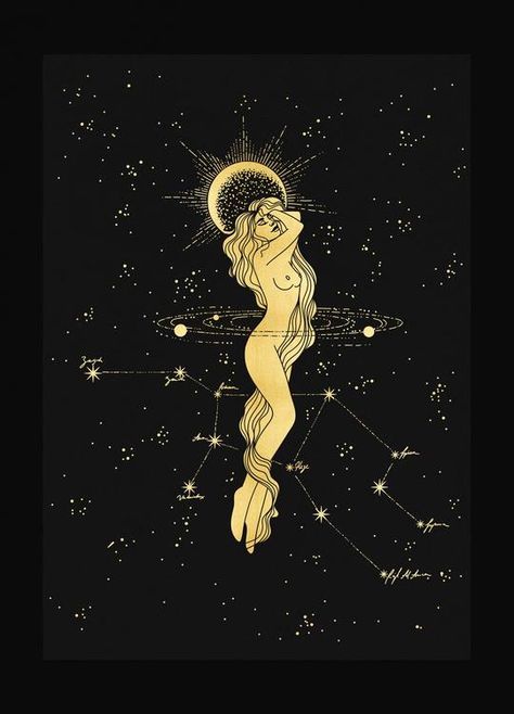 Virgo Art, Moon Art Print, Chasing The Sun, Celestial Art, Witch Art, Mermaid Art, Moon Art, Spiritual Art, Face Art