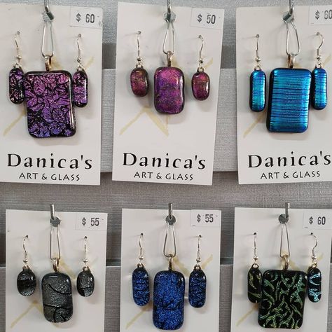 Ramute on Instagram: “Some of the dichroic glass earring & pendant sets - all 25% off! #dichroicglassjewellery #camperdown3260 #camperdownwellnest…” Fused Glass Jewelry Dichroic, Dichroic Jewelry, Inspiration Pics, Dichroic Glass Jewelry, Dichroic Glass Earrings, Glass Fusion Ideas, Crafting Inspiration, Pendant Sets, Glass Inspiration