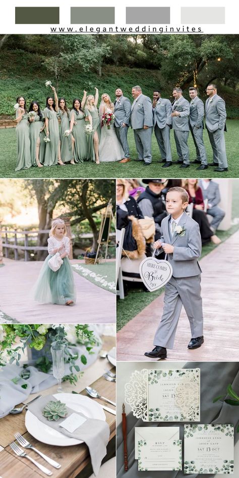 Sage Green And Grey Wedding Theme, Sage Green Grey Wedding, Sage Green And Grey Wedding, Lavender And Sage Green Wedding, Sage And Grey Wedding, Lilac And Sage Wedding, Sage Green And Lavender Wedding, Green Grey Wedding, Classic Neutral Wedding