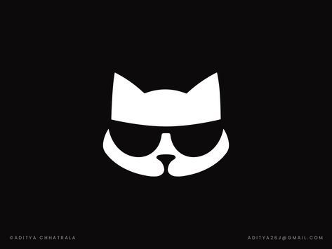 Cool Cat - logo design by Aditya Chhatrala Lucky Cat Logo, Cat Logo Design Ideas, Logo Gato, Random Logo, Coco Logo, Cat Branding, Introvert Cat, Logo Cat, Cat Graphic Design