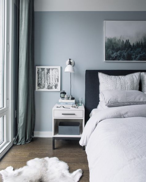 Light Blue Wall Paint, Blue And Grey Bedroom, Blue Wall Paint, Blue Bedroom Paint, Grey Bedroom Paint, Light Gray Bedroom, Blue Gray Bedroom, Blue Painted Walls, Grey Bedroom Decor