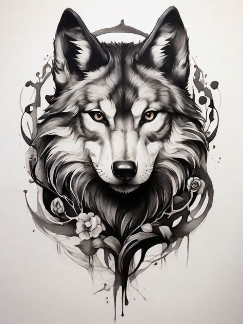 White Wolf Tattoo, Colorful Rose Tattoos, Unique Animal Tattoos, Arm Tattoo Design, Wolf Tattoos For Women, Lower Arm Tattoos, Hip Tattoo Designs, Geometric Sleeve Tattoo, Crown Tattoo Design