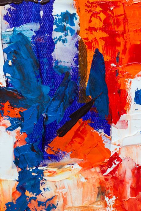 Blue, Orange, and White Abstract Painting Abstract Paint Color Palette, Orange And Blue Abstract Art, Orange Blue Aesthetic, Orange And Blue Background, Color Duos, White Abstract Painting, Typography Images, Orange Painting, Blue Abstract Art