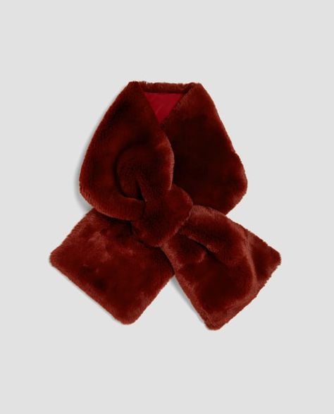 Image 1 of FAUX FUR STOLE from Zara Faux Fur Stole, Merlot Color, Michael Kors Scarf, Cable Knit Scarf, Logo Scarves, Animal Print Scarf, Reversible Scarf, Fur Stole, Logo Knit