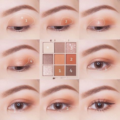 Eyeshadow Korean Look, Eyeshadow Korean, Makeup Routine Guide, Simple Eyeshadow Tutorial, Eye Makeup Guide, Teknik Makeup, Eyeshadow Tutorial For Beginners, Makeup Cantik, Skin Tone Makeup