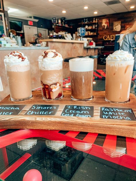 Detroit Coffee Shops, Coffee Flights, Drink Flights, Diner Ideas, Coffee Shop Menu, White Raspberry, 2023 Ideas, Food Boards, Coffee Ideas