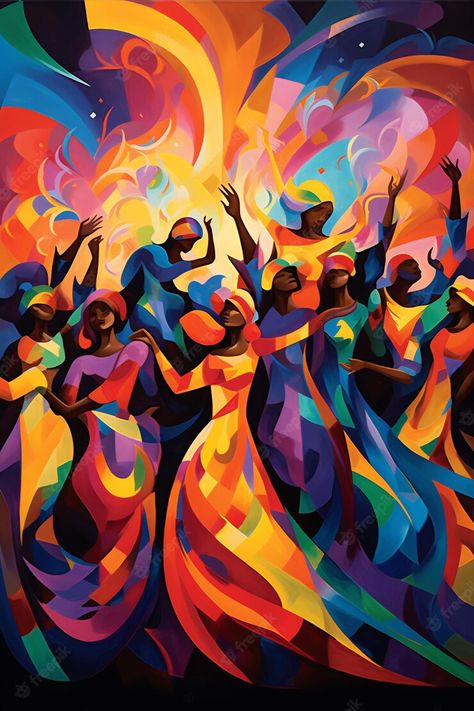 Premium AI Image | a painting of women dancing in colorful dresses Dancing Abstract Painting, Women Dancing Together, Dancing Images, Celebration Painting, Sketch Prompts, Festival Painting, Jazz Music Art, Dancing Painting, Festival Invitation