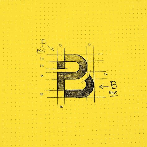 Logo Sketch Design, Ui Ux Inspiration, Bp Logo, P Monogram, S Letter Logo, B Letter Logo, Logo Design Agency, Ux Inspiration, Geometric Logo Design