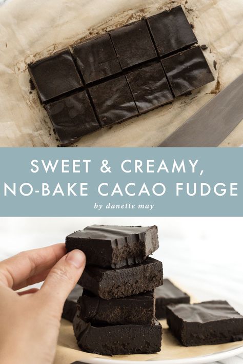 Bite into this Sweet and Creamy Cacao Fudge, you will forget it's healthy! Cocao Bliss Recipes, Cacao Powder Recipe, Chocolate Silk Pie, Danette May, Calorie Count, Protein Cake, Healthy Version, Raw Cacao, Free Living