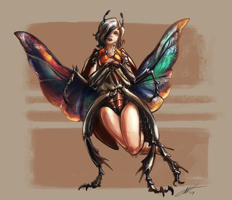 Girl Rpg, Artstation Explore, Goliath Beetle, Human Hybrid, Garden World, Beetle Wings, Challenges To Do, Queen Bees, Bee