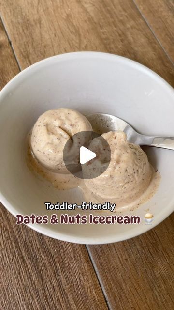 Thanmayee | 📍 Singapore on Instagram: "Toddler friendly Dates & Nuts Ice-cream :. Perfect for teething babies

What you need :

🍨 Dates : 15
🍨 Nuts : 1/4th cup (I used almonds, cashews 1:1 and a few walnuts)
🍨 Milk : 1 cup
🍨 Coconut cream/ regular cream : 1/3rd cup
🍨 Cardamom powder : 1 tsp

How to make : 

- Remove seeds from the dates and warm up the milk. 
- You can use either almonds or cashews or both together. I just added 2-3 walnuts on top of almonds and cashews.
- Now soak the dates and nuts in warm milk and let it sit for 30mins.
- After 30 mins, blend everything till you get the smooth texture.
- Now add the cream, cardamom powder and blend once again. 
- Pour into a freezer friendly bowl and let it freeze for atleast 4-5 hrs.
- Once it’s ready, serve it to your little one Baby Ice Cream, Healthy Ice Cream, Cardamom Powder, Freezer Friendly, Warm Milk, Nuts, Coconut Cream, Something Sweet, Ice Cream Recipes