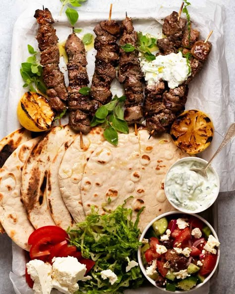 Photo of Lamb souvlaki Lamb Souvlaki Wraps, Lamb Slouvaki, Greek Mexican Fusion, Lamb Kebab Recipes, Souvlaki Lamb, Boneless Lamb Leg, Lamb Souvlaki Recipe, Greek Kebab, Souvlaki Skewers