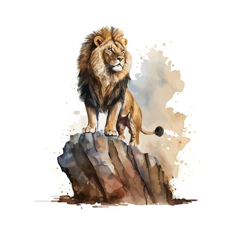 Vector a lion on a rock with a splash of... | Premium Vector #Freepik #vector #lion-art #lion-background Lion Roar Illustration, Lion Artwork Illustration, Lion Background, Splash Of Paint, Lion Vector, Lion Artwork, Bat Shirt, Lion Illustration, Lion Drawing