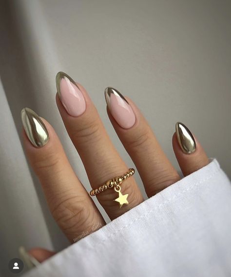 Gold Chrome Nails, Silver Nail Designs, Chrome Nail Art, Chrome Nails Designs, Elegant Nail Art, Mirror Nails, Her Nails, Metallic Nails, Silver Nails