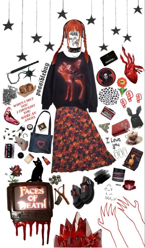 #fashion #aesthetic #aestheticoutfit #outfits #outfitideas #falloutfit #fallfashion #alternative #creepycute #outfitboard #red #redaesthetics Analog Horror Aesthetic Outfit, Horrorcore Outfits, Devilcore Outfits, Horror Outfits Aesthetic, Devilcore Aesthetic Outfit, Demoncore Aesthetic, Devilcore Aesthetic, Horror Outfits, Demon Core