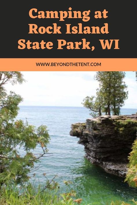 Rock Island state park offers a unique camping experience that is hard to find anywhere else in the US. Enjoy truly primitive camping, no electricity, 1 water pump, and dispersed campsites.  This 975-acre island is only accessible by ferry.  #WisconsinStateParks #CampinginWisconsin #WisconsinCampgrounds Rock Island State Park Wisconsin, Wisconsin Attractions, Rock Island State Park, Camping In Tennessee, Primitive Camping, Rustic Camping, Wisconsin State Parks, Wisconsin Camping, Michigan Road Trip