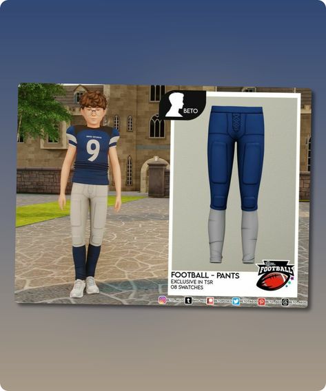 Sims 4 Clothing CC: Football  Pants     Child Version Sims 4 American Football Cc, Sims 4 Football Uniform, Toddler Basketball, Book Tropes, Pilot Uniform, Karate Uniform, Sims 4 Cc Download, Football Pants, Soccer Outfits