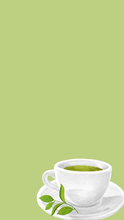 Green Tea Wallpaper Aesthetic, Coffee Iphone Wallpaper, Coffee Aesthetic Wallpaper, Wallpaper Coffee, Green Tea Drinks, Tea Wallpaper, Tea Illustration, Wallpaper Illustration, Wallpapers For Mobile Phones